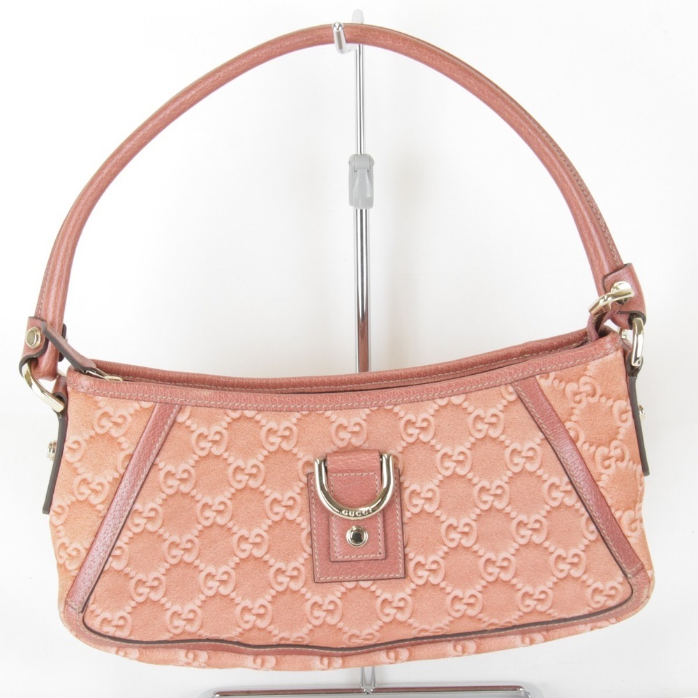 GUCCI Abbey Handbag Pink Suede Leather
